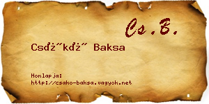 Csákó Baksa névjegykártya